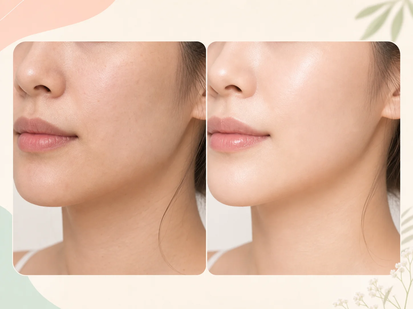 Before and after reference for RF collagen firming treatment